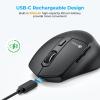imageiClever MD360 Ergonomic Bluetooth Mouse with Mouse Jiggler Wireless Rechargeable Mouse for 3 Devices BT24G 4 DPI Settings Compatible with iPad Mac PC