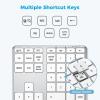 imageiClever Number Pad Aluminum Wireless Number Pad for Multi Devices USBC Rechargeable External 34Keys Bluetooth Keyboard for Data Entry Compatible for Laptop Mac iMac Tablet PC DesktopSilver White