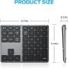 imageiClever Number Pad Aluminum Wireless Number Pad for Multi Devices USBC Rechargeable External 34Keys Bluetooth Keyboard for Data Entry Compatible for Laptop Mac iMac Tablet PC DesktopBlack