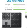 imageiClever Number Pad Aluminum Wireless Number Pad for Multi Devices USBC Rechargeable External 34Keys Bluetooth Keyboard for Data Entry Compatible for Laptop Mac iMac Tablet PC DesktopBlack