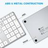 imageiClever Number Pad Aluminum Wireless Number Pad for Multi Devices USBC Rechargeable External 34Keys Bluetooth Keyboard for Data Entry Compatible for Laptop Mac iMac Tablet PC DesktopSilver White