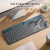 imageiClever Solar Bluetooth Keyboard Wireless Keyboard with Solar ampamp Indoor Light Charging Full Size 3Device Connectivity Silent Scissor Round Keys Numeric Keypad for OfficeHomeMacWindows