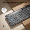 imageiClever Solar Bluetooth Keyboard Wireless Keyboard with Solar ampamp Indoor Light Charging Full Size 3Device Connectivity Silent Scissor Round Keys Numeric Keypad for OfficeHomeMacWindows