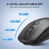 imageiClever Wireless Bluetooth Mouse Dual ModeBluetoothUSB Rechargeable Mouse MultiDevices for Small Sized Hands with 4 Adjustable DPI Silent Clicks for Laptop iPad MacBook Tablet PCBlack