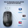 imageiClever Wireless Bluetooth Mouse Dual ModeBluetoothUSB Rechargeable Mouse MultiDevices for Small Sized Hands with 4 Adjustable DPI Silent Clicks for Laptop iPad MacBook Tablet PCBlack