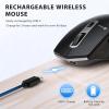 imageiClever Wireless Mouse with Bluetooth or USB Receiver 5 Adjustable 2400DPI Rechargeable Computer Mice Wireless Mouse for Laptop iPad MacBook Tablet PCBlackSilver