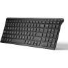 imageiClever BK10 Bluetooth Keyboard Universal Bluetooth 51 Wireless Keyboard with Number Pad Ergonomic Design MultiDevice Compatibility Stable Connection for Mac iPad iPhone Android WindowsBlack