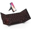 imageiClever Backlit Foldable Keyboard BK05 Wireless Folding Keyboard with Backlight Portable Bluetooth Key Board for Travel Compact for iPad Tablet Laptop PC Smartphone Support 4 Devices