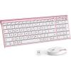 imageiClever GK03 Wireless Keyboard and Mouse Combo  24G Portable Wireless Keyboard Mouse Rechargeable Ergonomic Design Full Size Slim Thin Stable Connection Keyboard for Windows 7810 Mac OSRose Gold