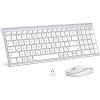 imageiClever GK03 Wireless Keyboard and Mouse Combo  24G Portable Wireless Keyboard Mouse Rechargeable Ergonomic Design Full Size Slim Thin Stable Connection Keyboard for Windows 7810 Mac OSSilver