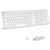 imageiClever GK08 Wireless Keyboard and Mouse  Ultra Slim Keyboard and Mouse Combo Full Size Design with Number Pad 24G Stable Connection Slim Keyboard and Mouse for Windows Mac OS Computer BlackSilver and White