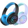 imageiClever Kids Bluetooth Headphones with LED Lights 43H Playtime TypeC Fast Charging BTH18 Safe Volume 7485dBA Bluetooth53Toddler Headphones Aux Cord for iPadTabletTravelSchool BluePurple  Black
