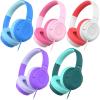 imageiClever Kids Headphones for School K12 85dBA Safe Volume Tangle Free 35mm Jack HD Stereo Swivel Foldable Kids Headphones with Cord for ClassroomStudentTabletsLaptop Bulk 5PackColorful