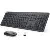 imageiClever Wireless Keyboard and Mouse GK08 Rechargeable Keyboard Mouse Combo Ergonomic Quiet Full Size Design with Number Pad 24G Connection for Mac Windows and Computer