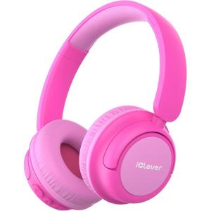 imageiClever BTH22 Kids Bluetooth Headphones 60H Play Time USB C Fast Charging Bluetooth 54 AUX CordSafe Volume 7485 dBAToddler Headphones for iPadTabletTravelSchool BlueBlossom Pink