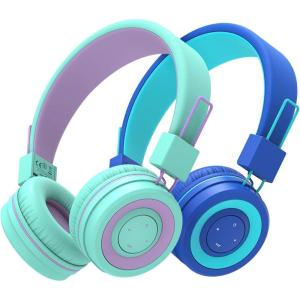 imageiClever Kids Bluetooth Headphones BTH02 93H Playtime Type C Fast Charging Bluetooth 54 Adjustable Kids Headphones Safe Volume 85 dBA Foldable Kids Wireless Headphones with MIC for iPad GreenGreen  Blue