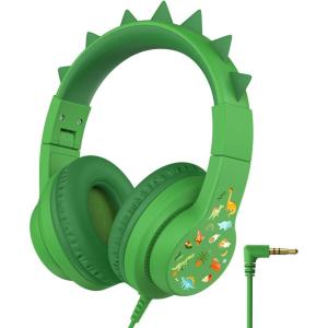 imageiClever Kids Headphones for School Travel Safe Volume Limited HD Mic Stereo Sound OverEar Girls Boys Headphones for Kid FunShare Foldable 35mm Wired for iPad Computer HS19Green