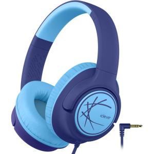 imageiClever Kids Headphones with Cord 85dBA Safe Volume Wired Headphones for Kids Stereo Sound Foldable Adjustable 35mm Jack Over Ear Child Headphone for SchoolBoysGirlsiPadTabletTravel BlueBlue Armor