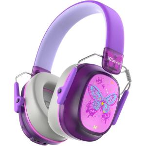 imageiClever Noise Cancelling Headphones for Kids Adults Bluetooth Ear Protection with 60H Play Time Safe Volume 80dBA Noise Reduction Headphones for Autism FireworksMonster Truck FOCUSPurple