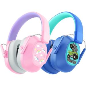 imageiClever Noise Cancelling Headphones for Kids SNR 29dB Safety Noise Reduction Ear Muffs for Autism Sensory ampampConcentration Aid Ear Hearing Protection for FireworksEventMonster TruckConcert2pack Bluepink