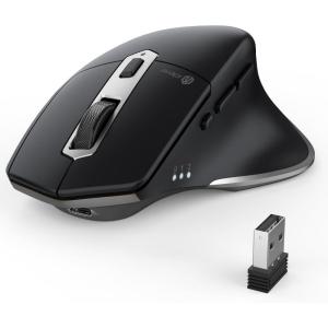 imageiClever Wireless Mouse with Bluetooth or USB Receiver 5 Adjustable 2400DPI Rechargeable Computer Mice Wireless Mouse for Laptop iPad MacBook Tablet PCBlackSilver