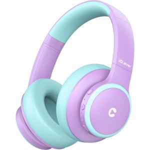 imageiClever BTH26 Active Noise Cancelling Headphones for Kids 60H Play Time Safe Volume 80dBA Type C Fast Charging Bluetooth54 Kids Bluetooth Headphones with Mic AUX Cord for iPad Airplane PurplePurple