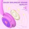 imageiClever BTH22 Kids Bluetooth Headphones 60H Play Time 7485 dBA Safe Volume Bluetooth 54 USB C Over Ear Kids Headphones Wireless with Mic AUX Cord for iPadTabletTravelSchool BlackBlueMagenta