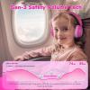 imageiClever BTH22 Kids Bluetooth Headphones 60H Play Time 7485 dBA Safe Volume Bluetooth 54 USB C Over Ear Kids Headphones Wireless with Mic AUX Cord for iPadTabletTravelSchool BlackBlueABlossom Pink