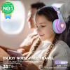 imageiClever Auraa Active Noise Cancelling Headphones for Kids LED Light Up Bluetooth 60 Safe Volume 80dBA 47H Play TimeFast ChargingKids Headphones Wireless with Mic AUX Cord for Travel iPadPurpleLight Purple