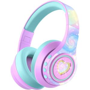 imageiClever Auraa Active Noise Cancelling Headphones for Kids LED Light Up Bluetooth 60 Safe Volume 80dBA 47H Play TimeFast ChargingKids Headphones Wireless with Mic AUX Cord for Travel iPadPurpleLight Purple