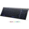 imageiClever Backlit Bluetooth Keyboard for Mac BK10 Pro Ultra Slim Wireless Keyboard MultiDevice 7Color Backlight Standard FullSize Keys Rechargeable Compatible with Mac Windows iPad Android