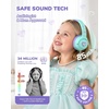 image:imageiClever C371 Kids Headphones with Cord 85dBA Safe Sound OverEar Foldable Headphones for Kids 35mm Jack Boys Girls Toddlers Headphones for School Travel Chromebook Tablet iPad Powder BlueCream Green