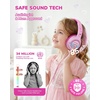 image:imageiClever C371 Kids Headphones with Cord 85dBA Safe Sound OverEar Foldable Headphones for Kids 35mm Jack Boys Girls Toddlers Headphones for School Travel Chromebook Tablet iPad Powder BlueMacaron Pink