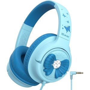 image:imageiClever C371 Kids Headphones with Cord 85dBA Safe Sound OverEar Foldable Headphones for Kids 35mm Jack Boys Girls Toddlers Headphones for School Travel Chromebook Tablet iPad Powder BlueBlue Powder