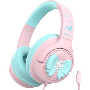 image:imageiClever C371 Kids Headphones with Cord 85dBA Safe Sound OverEar Foldable Headphones for Kids 35mm Jack Boys Girls Toddlers Headphones for School Travel Chromebook Tablet iPad Powder BlueCloud Pink