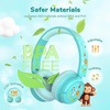 image:imageiClever BTH22 Kids Bluetooth Headphones 60H Play Time 7485 dBA Safe Volume Bluetooth 54 USB C Over Ear Kids Headphones Wireless with Mic AUX Cord for iPadTabletTravelSchool MagentaGreen