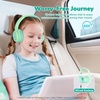 image:imageiClever BTH22 Kids Bluetooth Headphones 60H Play Time 7485 dBA Safe Volume Bluetooth 54 USB C Over Ear Kids Headphones Wireless with Mic AUX Cord for iPadTabletTravelSchool MagentaLight Green