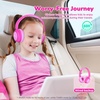 image:imageiClever BTH22 Kids Bluetooth Headphones 60H Play Time 7485 dBA Safe Volume Bluetooth 54 USB C Over Ear Kids Headphones Wireless with Mic AUX Cord for iPadTabletTravelSchool MagentaABlossom Pink