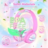 image:imageiClever BTH22 Kids Bluetooth Headphones 60H Play Time 7485 dBA Safe Volume Bluetooth 54 USB C Over Ear Kids Headphones Wireless with Mic AUX Cord for iPadTabletTravelSchool MagentaPinkStripe