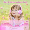 image:imageiClever BTH22 Kids Bluetooth Headphones 60H Play Time 7485 dBA Safe Volume Bluetooth 54 USB C Over Ear Kids Headphones Wireless with Mic AUX Cord for iPadTabletTravelSchool MagentaPinkStripe